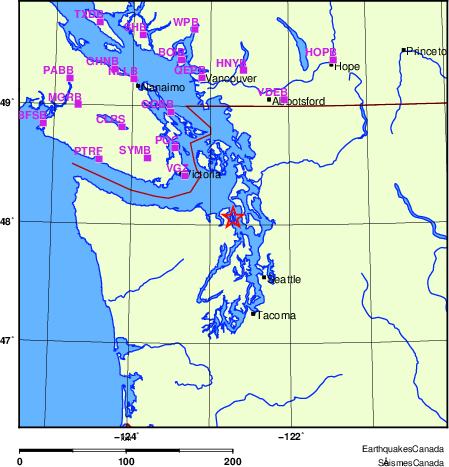 Map of Regional Seismographs