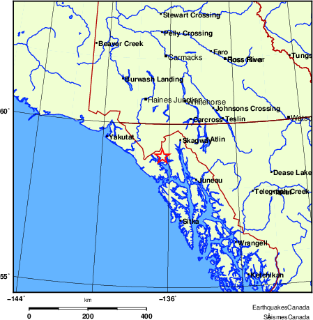 carte des endroits près de l'épicentre