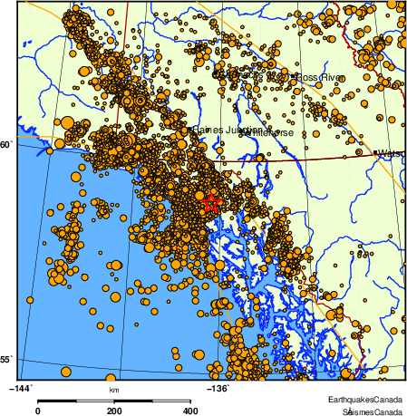 Map of earthquakes magnitude 2.0 and larger, 2000 - present