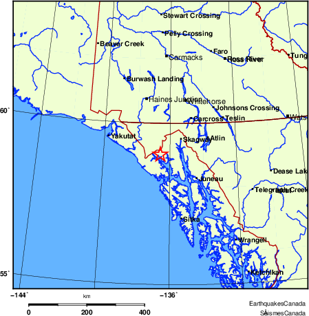 carte des endroits près de l'épicentre