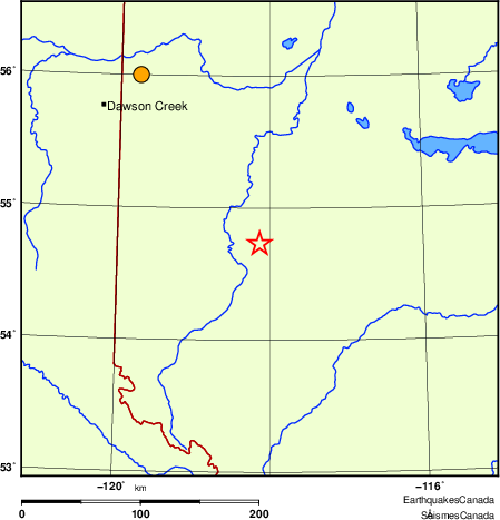 Map of historical earthquakes magnitude 5.0 and larger.  Details in the data table below