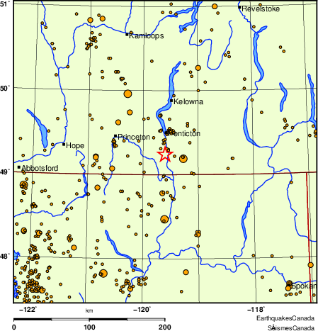 carte des des séismes de magnitude 2,0 et plus depuis 2000