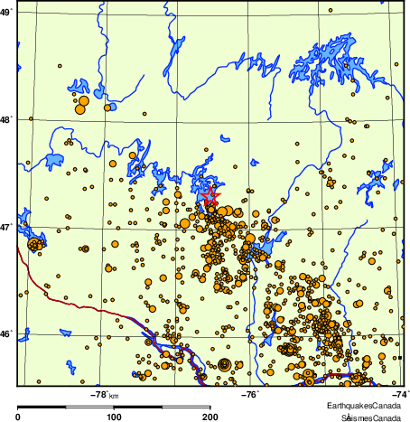 Map of earthquakes magnitude 2.0 and larger, 2000 - present