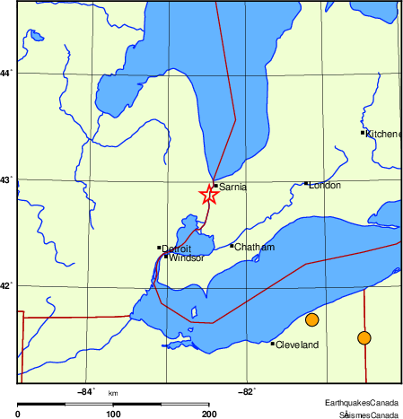 Map of historical earthquakes magnitude 5.0 and larger.  Details in the data table below