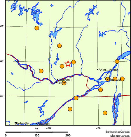 carte des séismes historiques de magnitude 5,0 et plus.  Détails dans le tableau de données ci-dessous