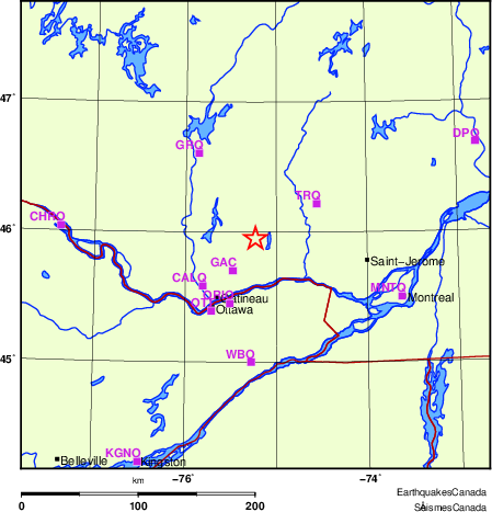 carte des localisations des stations sismologiques locales