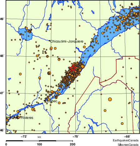 Map of earthquakes magnitude 2.0 and larger, 2000 - present