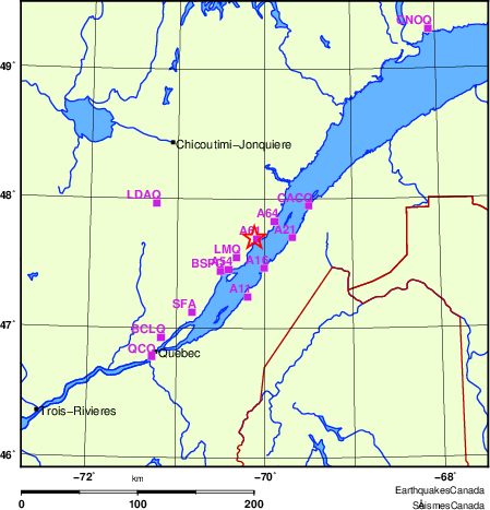 carte des localisations des stations sismologiques locales