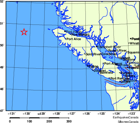 carte des endroits près de l'épicentre