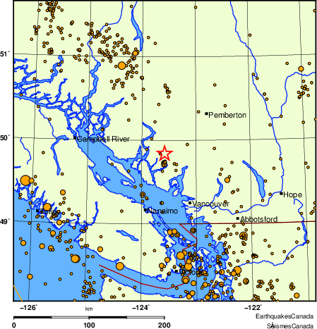 carte des des séismes de magnitude 2,0 et plus depuis 2000