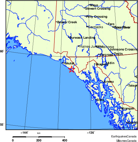 carte des endroits près de l'épicentre