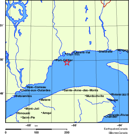 carte des endroits près de l'épicentre