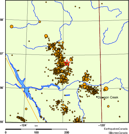 carte des des séismes de magnitude 2,0 et plus depuis 2000