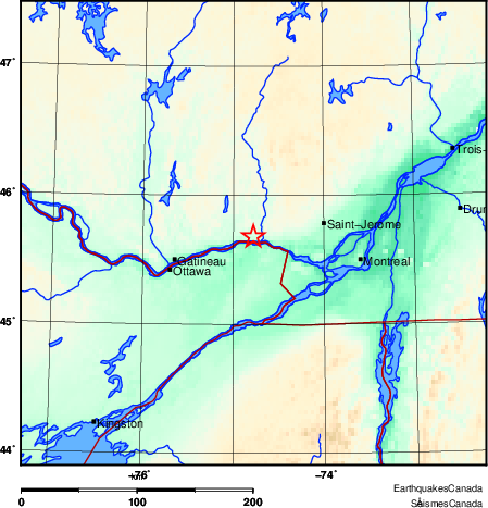 carte des environs du séisme