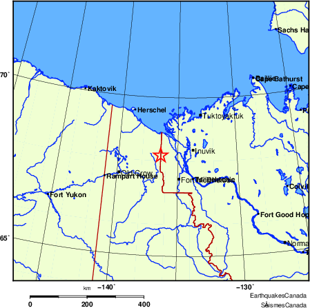 carte des endroits près de l'épicentre