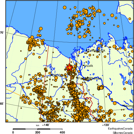 carte des des séismes de magnitude 2,0 et plus depuis 2000