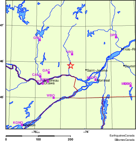 carte des localisations des stations sismologiques locales