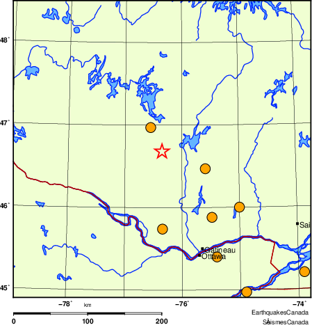 Map of historical earthquakes magnitude 5.0 and larger. Details in the data table below