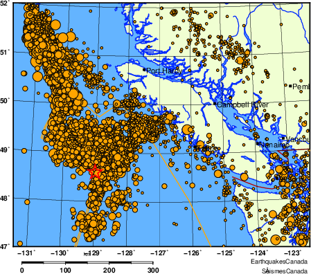 carte des des séismes de magnitude 2,0 et plus depuis 2000