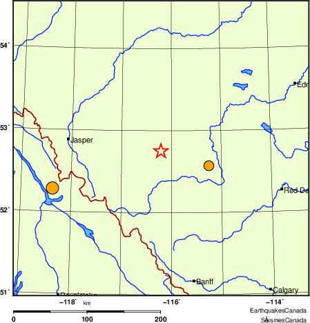 Map of historical earthquakes magnitude 5.0 and larger.  Details in the data table below