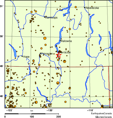 carte des des séismes de magnitude 2,0 et plus depuis 2000