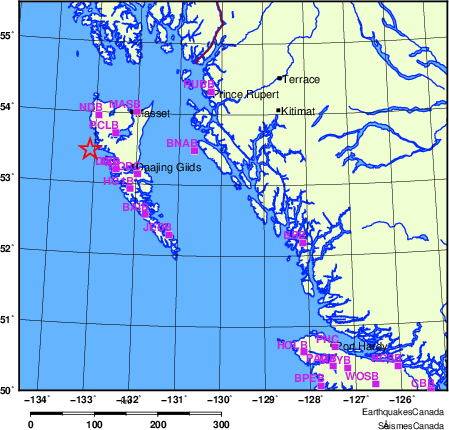 carte des localisations des stations sismologiques locales