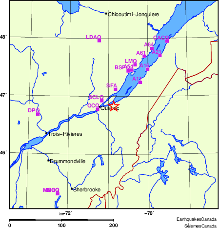 carte des localisations des stations sismologiques locales