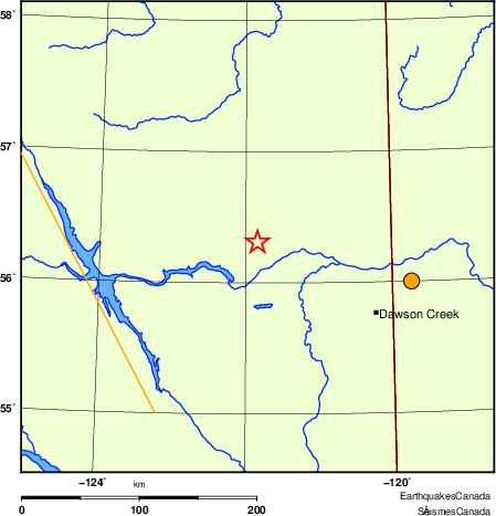 Map of historical earthquakes magnitude 5.0 and larger.  Details in the data table below