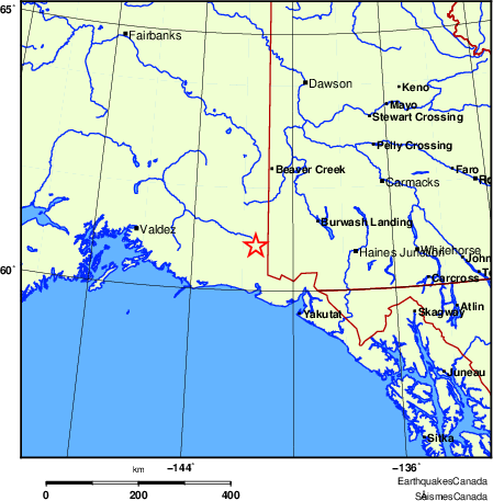 carte des endroits près de l'épicentre