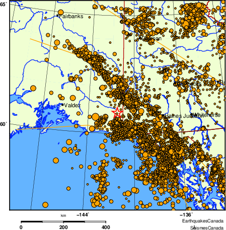 Map of earthquakes magnitude 2.0 and larger, 2000 - present