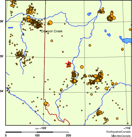 carte des des séismes de magnitude 2,0 et plus depuis 2000