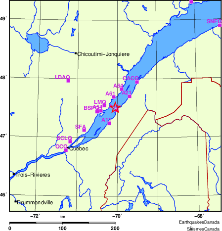 carte des localisations des stations sismologiques locales