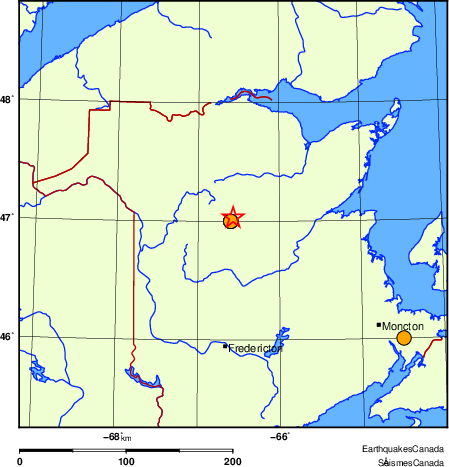 Map of historical earthquakes magnitude 5.0 and larger.  Details in the data table below