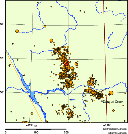 carte des des séismes de magnitude 2,0 et plus depuis 2000