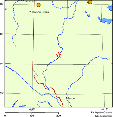 Map of historical earthquakes magnitude 5.0 and larger.  Details in the data table below