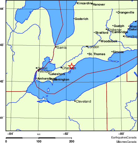 carte des endroits près de l'épicentre