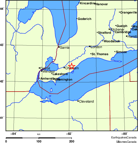 carte des endroits près de l'épicentre