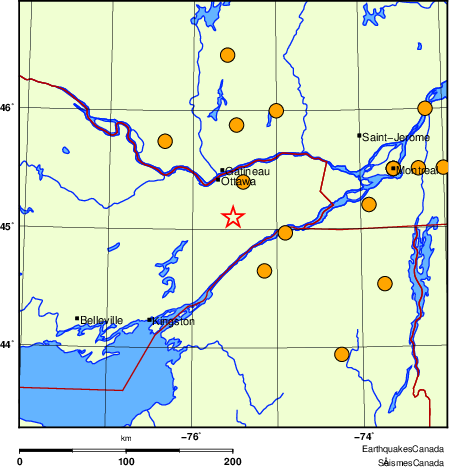 Map of historical earthquakes magnitude 5.0 and larger. Details in the data table below
