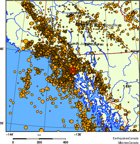 Map of earthquakes magnitude 2.0 and larger, 2000 - present