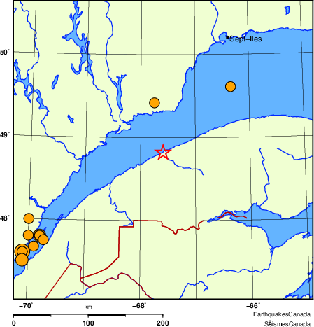 Map of historical earthquakes magnitude 5.0 and larger. Details in the data table below