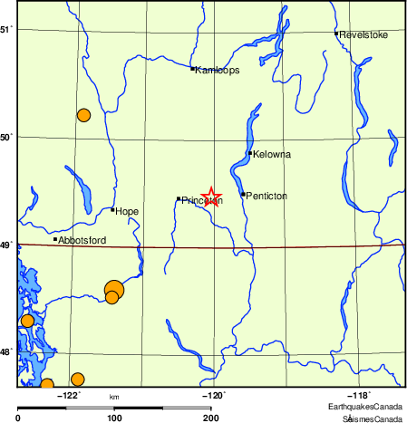 Map of historical earthquakes magnitude 5.0 and larger. Details in the data table below