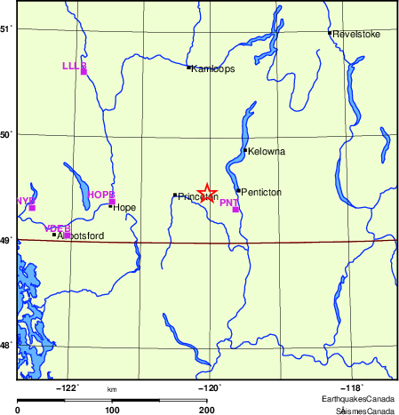 Map of Regional Seismographs