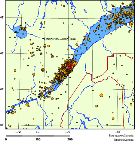 Map of earthquakes magnitude 2.0 and larger, 2000 - present