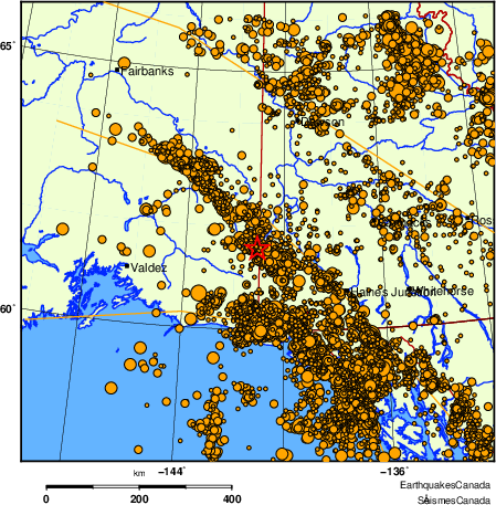 Map of earthquakes magnitude 2.0 and larger, 2000 - present