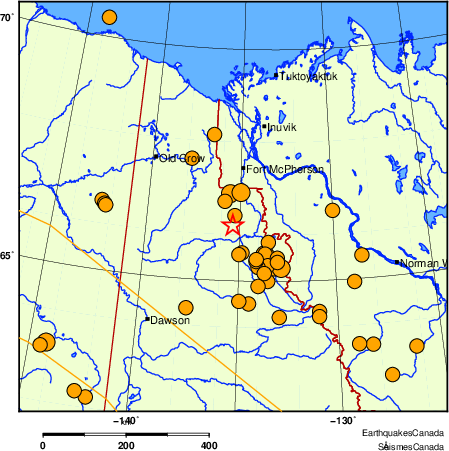 Map of historical earthquakes magnitude 5.0 and larger. Details in the data table below