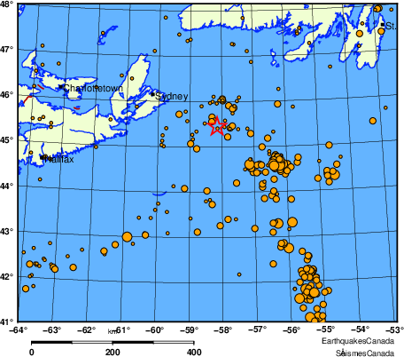 Map of earthquakes magnitude 2.0 and larger, 2000 - present