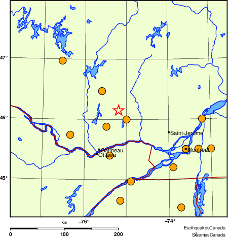 Map of historical earthquakes magnitude 5.0 and larger. Details in the data table below