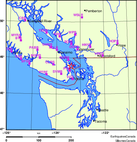 Map of Regional Seismographs