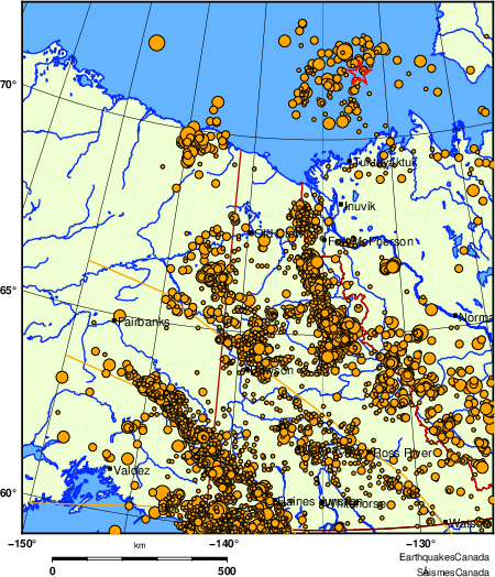 Map of earthquakes magnitude 2.0 and larger, 2000 - present
