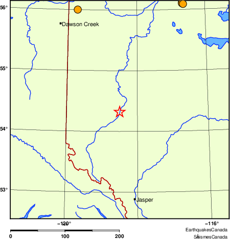 Map of historical earthquakes magnitude 5.0 and larger. Details in the data table below
